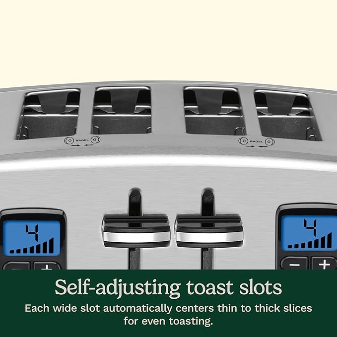 Cuisinart 4 Slice Countdown Motorized Toaster Compact Design with Extra-Wide Slots for Toasting Defrost &amp Reheat Functions CPT-435P1 Stainless Steel