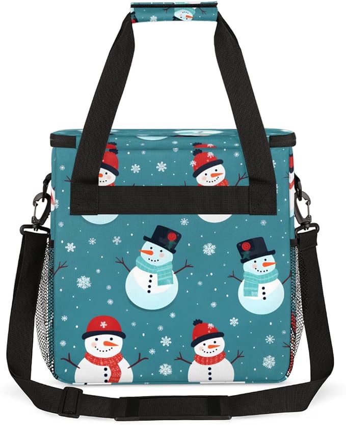 Christmas Snowman Coffee Maker Carrying Bag Cartoon Snowman Travel Storage Bag Compatible with K-Mini or K-Mini Plus Single Serve Coffee Brewer Carrying Case with Multiple Pockets &amp Shoulder Str