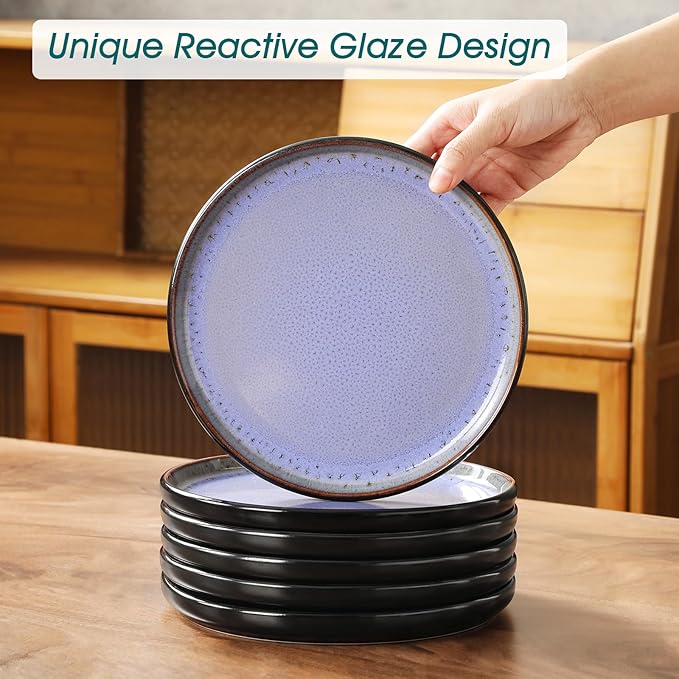 vancasso Plates and Bowls Sets 24 Pieces Stoneware Dinnerware Sets for 8 Kitchen Dish Set Mircowave and Dishwasher Safe Ceramic Dishware Purple Series AMBER