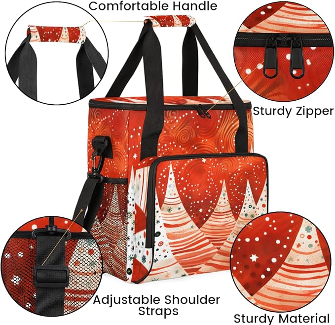Xmas Tree Coffee Maker Carrying Bag Glitter Tree Travel Storage Bag Compatible with K-Mini or K-Mini Plus Single Serve Coffee Brewer Carrying Case with Multiple Pockets &amp Shoulder Strap