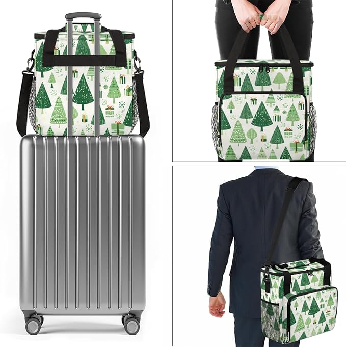 Xmas Tree Coffee Maker Carrying Bag Modern Tree Portable Travel Storage Tote Bag Compatible with K-Mini or K-Mini Plus Single Serve Coffee Brewer Carrying Case with Multiple Pockets &amp Shoulder S