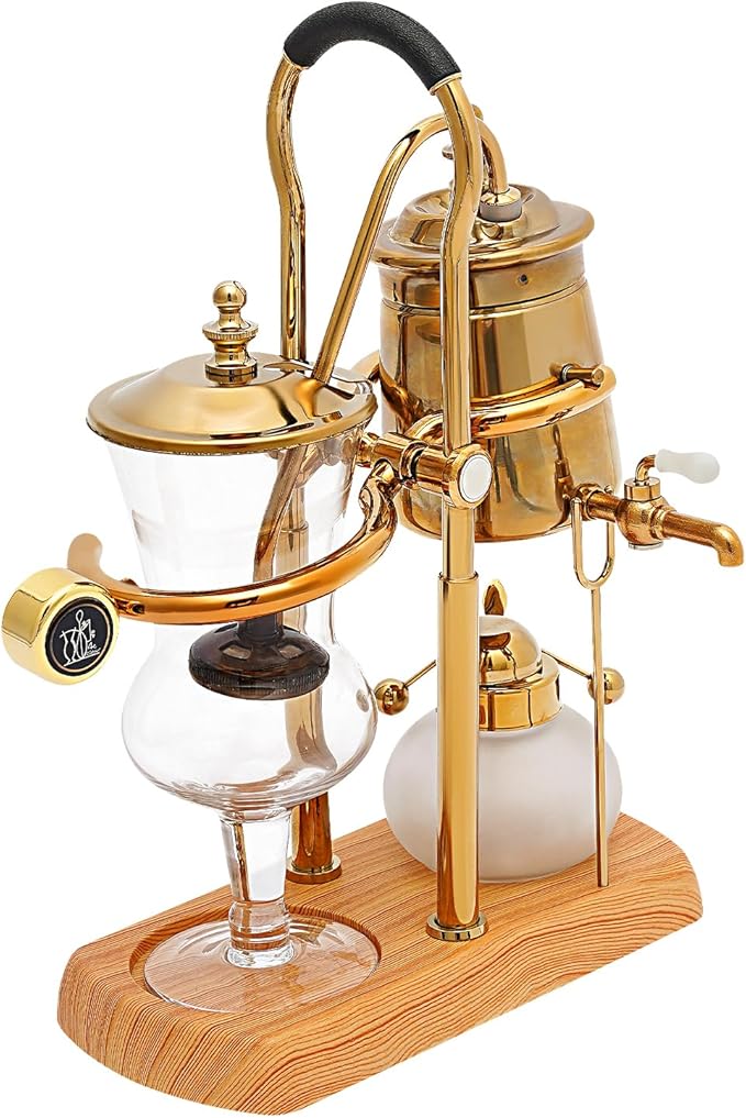Vintage Coffee Maker Balance Siphon Coffee Maker Coffee Pot with Spoon Gold