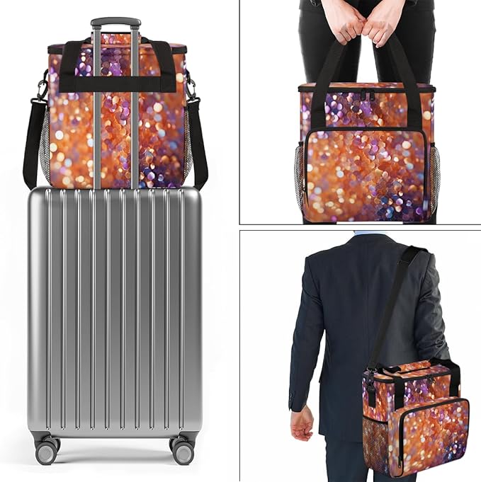 Glitter Sequin Coffee Maker Carrying Bag Portable Travel Storage Tote Bag Compatible with K-Mini or K-Mini Plus Single Serve Coffee Brewer Carrying Case with Multiple Pockets &amp Shoulder Strap
