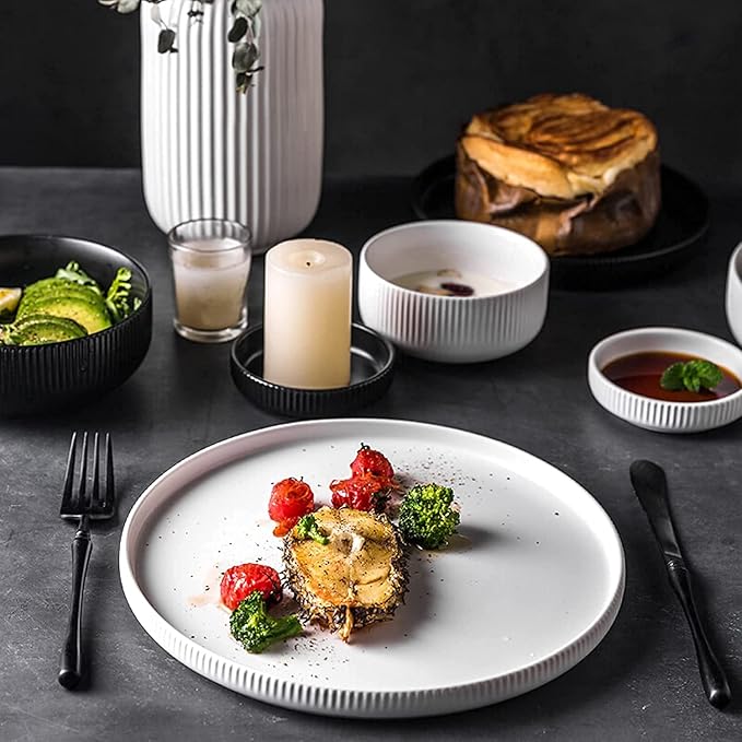 22 Pcs Ceramic Dinnerware Set Include Plates/Salad Plates/Bowls Set Modern Dinnerware Set-Service for 5