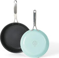 Martha Stewart Lockton 2 Piece 10 &amp 12 Heavy Gauge Aluminum Premium Nonstick Fry Pan Set - Martha Blue
