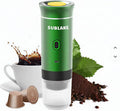 Portable Espresso Maker – Self-Heating USB-C Rechargeable Travel Coffee Maker for Car Camping Office portable coffee maker - portable coffee machine With Ground Coffee &amp NS Capsule (Green)