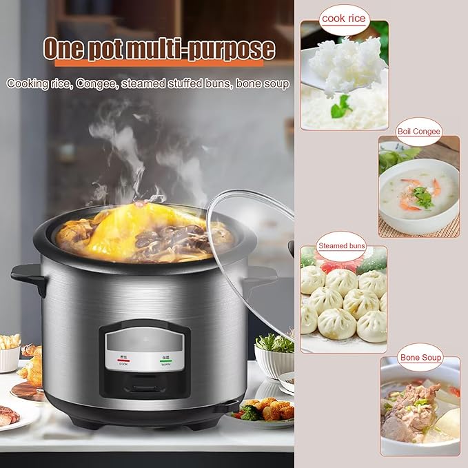 Rice Cooker Pot Style and Food SteamerHousehold 4.5/5.5/6.5L Stainless Steel Rice CookerOne TouchAutomatic Insulation(4.5L)