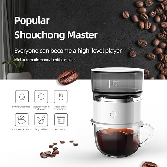 Portable Espresso MakerHigh Capacity Coffee MakerMini Automatic Drip Coffee Machine for GardenCampingTravelOffice
