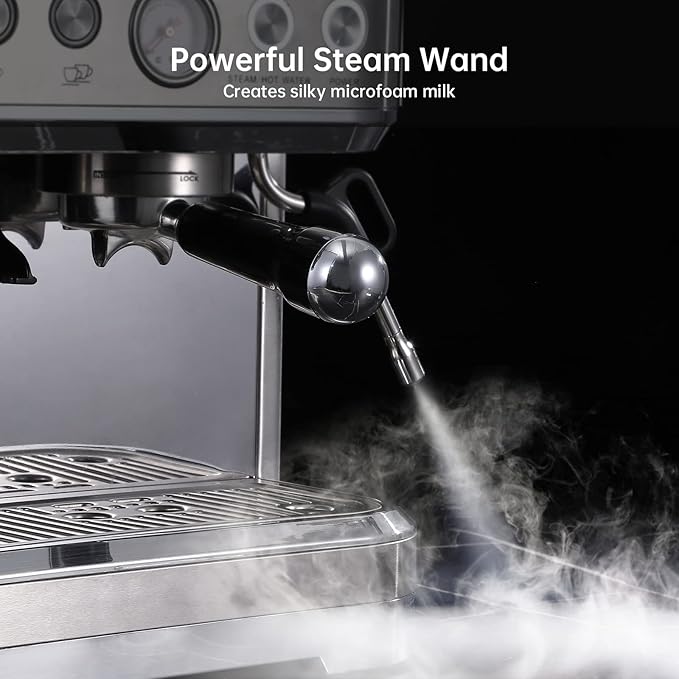 IDEALHOUSE Espresso Machine 3-in-1 Built-in Grinder and Milk Frother Stainless Steel 20 Bar Latte and Cappuccino Espresso Coffe Machine w/Automatic Milk Frothe &amp 95 Oz Water Tank for Office Caf