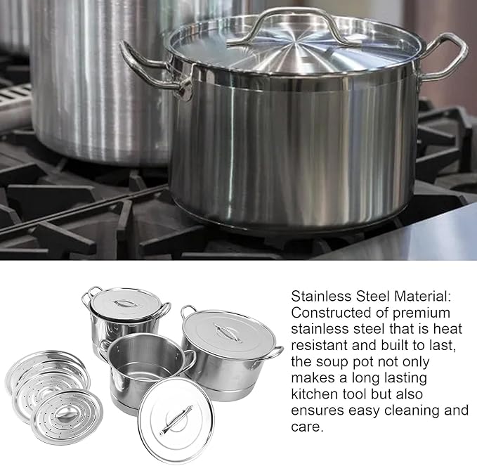 4PCS Soup Pot Set Stainless Steel Multipurpose Sauce Pot with Handles and 8 Lids Kitchen Cookware for Cooking Steaming Stir Frying Microwave Dishwasher