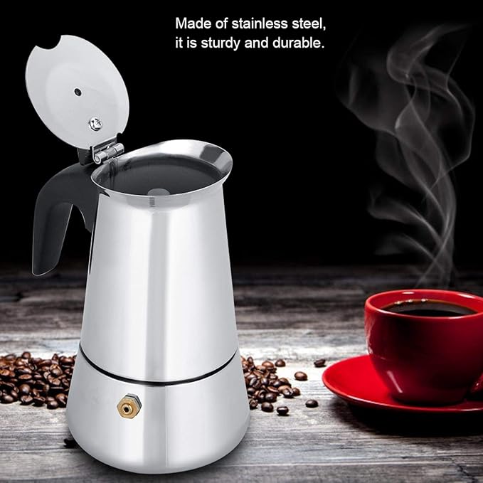 Stainless Steel Coffee Maker Moka Pot Espresso Coffee Maker Stovetop Coffee Maker Portable Electric Heating Espresso Coffee Maker for Home Office Use