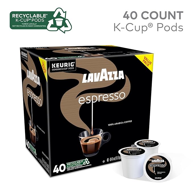 Lavazza Espresso Single-Serve Keurig K-Cup Pods Medium Roast Coffee 40-Count Box