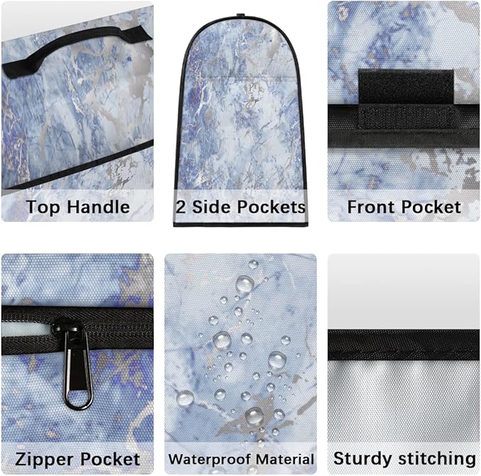 cfpolar Kitchen Aid Mixer Cover Compatible with 6-8 Quarts Blue Silver Marble Stand Mixer Cover Kitchen Aid Mixers Accessories Appliance Organizer Bag Dust Covers with Zipper Pocket