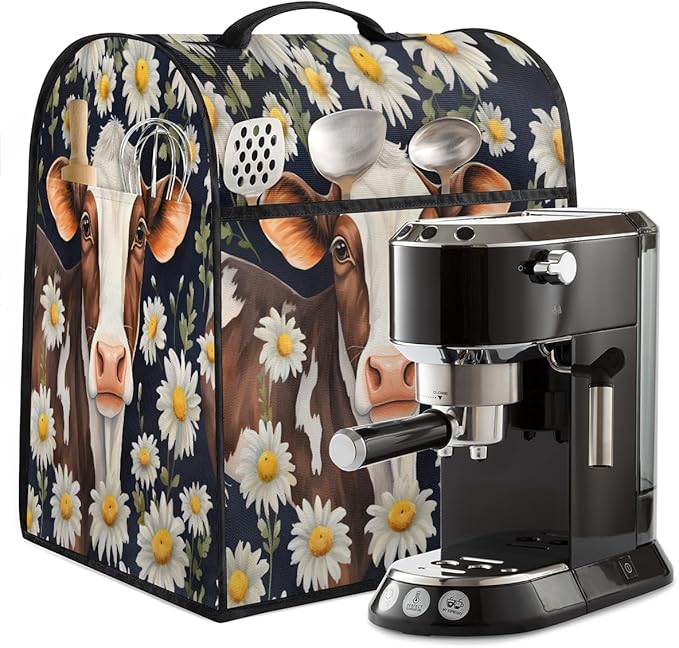 cfpolar Kitchen Aid Mixer Cover Compatible with 6-8 Quarts Flowers Daisy Cow Stand Mixer Cover Kitchen Aid Mixers Accessories Appliance Organizer Bag Dust Covers with Zipper Pocket