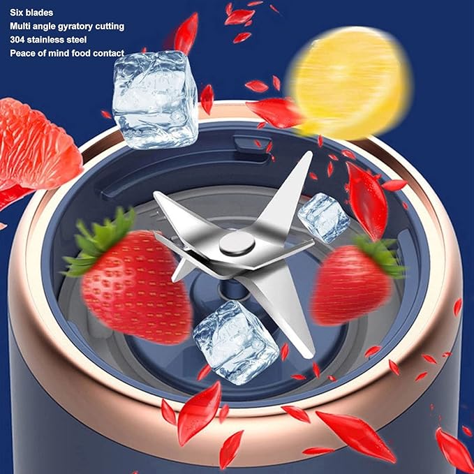 300ml Portable Blender Cordless 6 Blades Maker for Shakes Six Blades USB Charging with Bottle and Lid