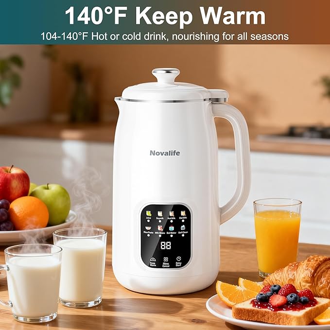 8 in 1 Nut Milk Maker Machine 40oz Automatic Soy Milk Maker Blender Homemade Soy Milk Almond Milk Oat MilkJuice Plant Based and Non Dairy Beverages 12H Delay Start/Keep Warm/Self Cleaning