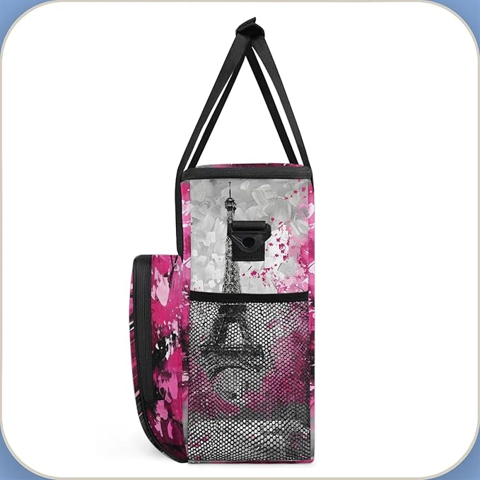 Paris Eiffel Tower Travel Coffee Maker Carrying Bag Large Organizer Storage Tote Bag Insulated Reusable Cooler Grocery Bags