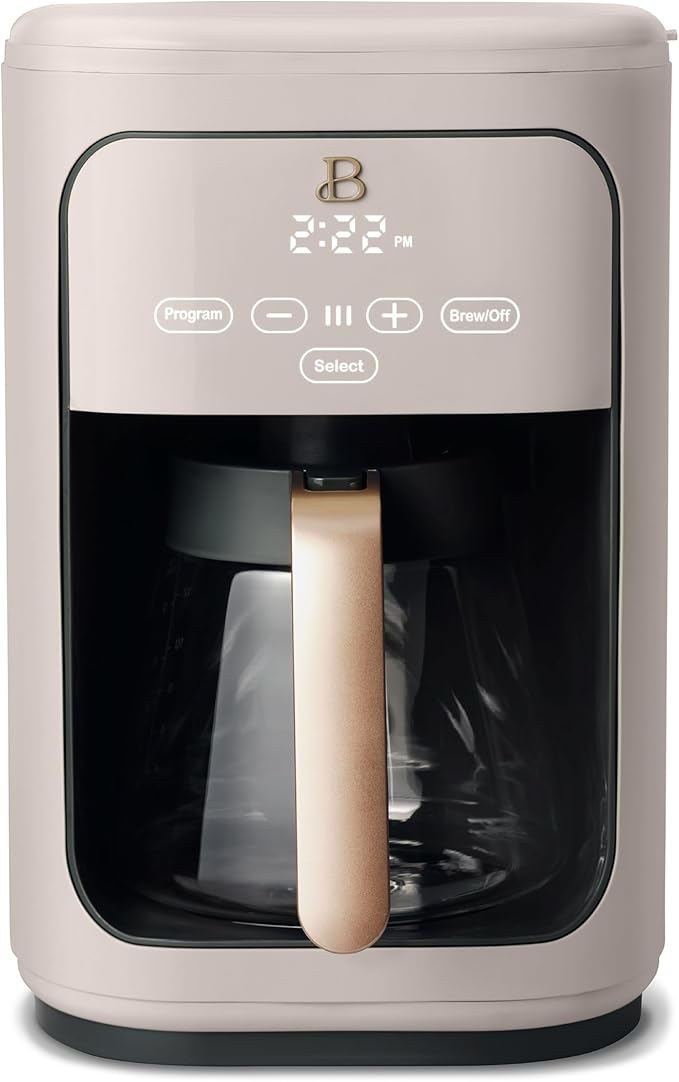 B - Coffee Maker 14-Cup Touch Display Programmable 1200W Stainless Steel Keep Warm 24h Timer (Porcini Taupe)