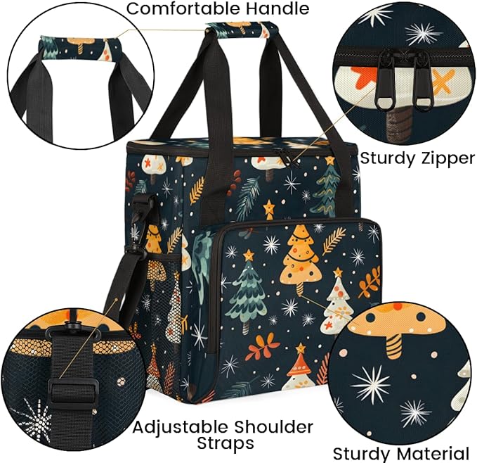 Christmas Xmas Tree Coffee Maker Carrying Bag Portable Travel Storage Tote Bag Compatible with K-Mini or K-Mini Plus Single Serve Coffee Brewer Carrying Case with Multiple Pockets &amp Shoulder Str