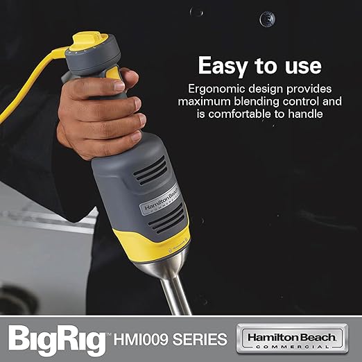 Hamilton Beach Commercial HMI009 BigRig Compact Immersion Blender with 9 Inch Shaft Up to 3 Gallons Capacity Variable Speed Easy to Use NSF Certified