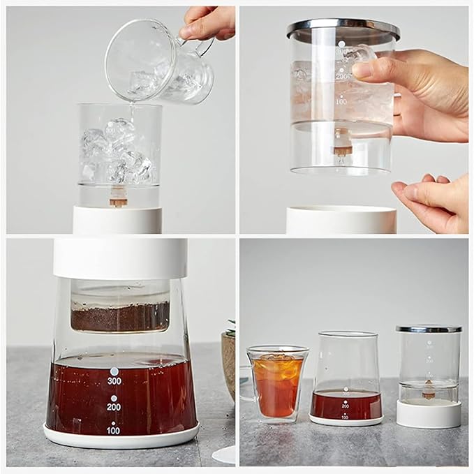 Ice Drip Coffee Maker 600ML Cold Brew Coffee Maker with Adjustable Dripping Speed Glass Pot Smooth Slow Drip Iced Coffee Brewer Gift for Coffee Lovers
