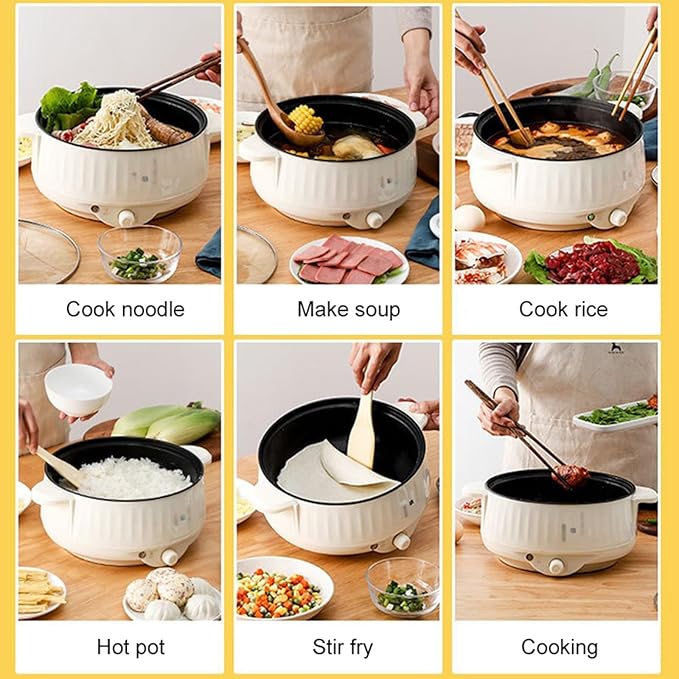 GRFIT Household Multi-Function Double Layer Rice Cooker Electric Pot 1-2 People Non-Stick Pan Hot Pot Rice Cooker Cooking (Color : 22cm)