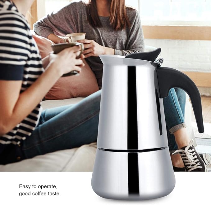 Stainless Steel Coffee Maker Moka Pot Espresso Coffee Maker Stovetop Coffee Maker Portable Electric Heating Espresso Coffee Maker for Home Office Use
