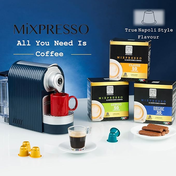 Mixpresso Blue Espresso Machine for Nespresso Compatible Capsule Single Serve Coffee Maker Programmable for Espresso Pods Premium Italian 19 Bar High Pressure Pump 27oz 1400w Capsule Coffee Maker