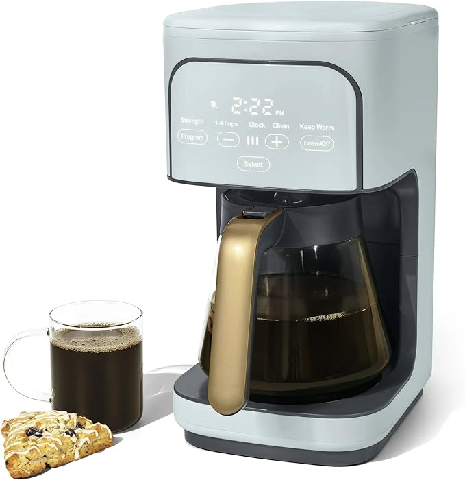 12 Cup Programmable Coffee Maker with Glass Carafe Reusable Filter and Touch Display (Hydrangea)