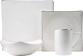 16pc Dinner Set Multi Color Geometric Modern Contemporary Square Bone China 16 Piece