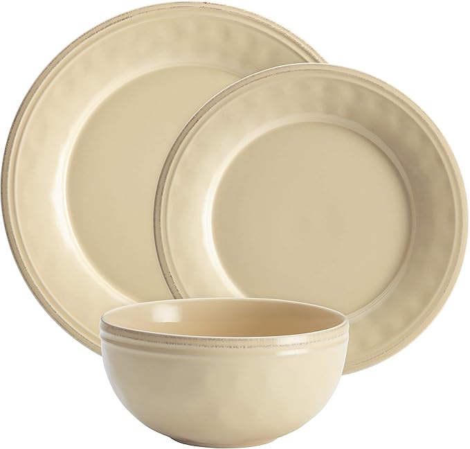 Rachael Ray Cucina Dinnerware 16-Piece Stoneware Dinnerware Set Almond Cream