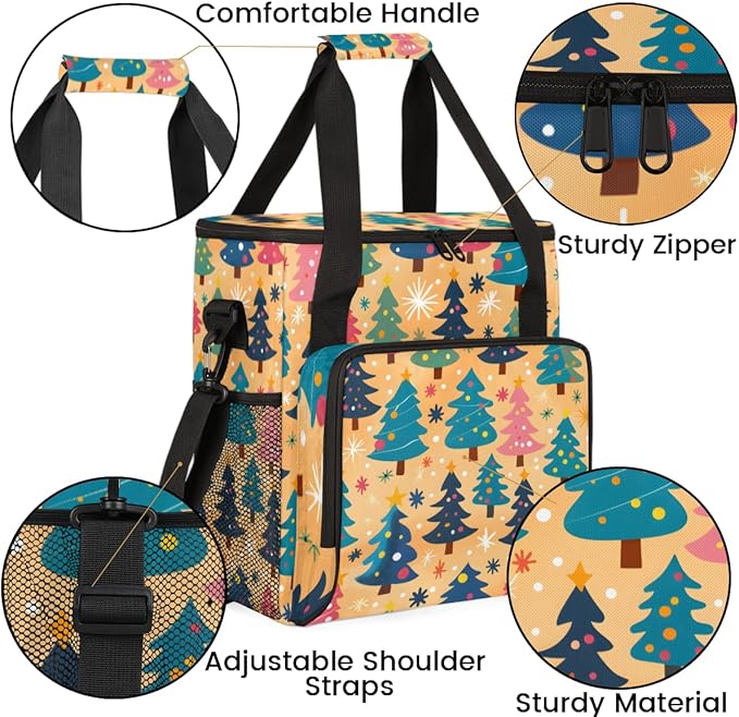 Christmas Tree Christmas Coffee Maker Carrying Bag Travel Storage Bag Compatible with K-Mini or K-Mini Plus Single Serve Coffee Brewer Carrying Case with Multiple Pockets &amp Shoulder Strap