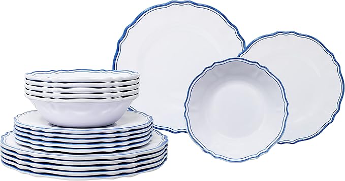 Le Cadeaux 18 Piece Luxury Melamine Dinnerware Set Service for 6 Maison