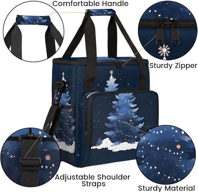 Gothic Christmas Tree Coffee Maker Carrying Bag Portable Travel Storage Tote Bag Compatible with K-Mini or K-Mini Plus Single Serve Coffee Brewer Carrying Case with Multiple Pockets &amp Shoulder S