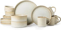 MONITO Ceramic Dinnerware 16 Pieces Dinner Set10.7in Stoneware Plates and Bowls Sets Highly Chip and Crack Resistant | Dishwasher &amp Microwave Dishes setGift Bonbon Beige