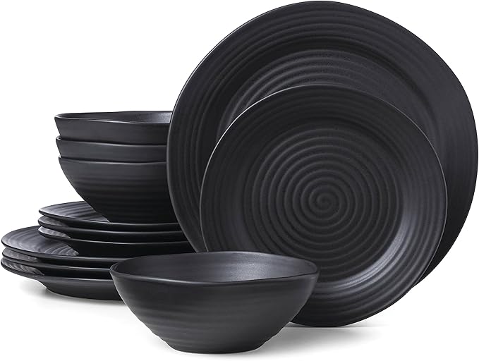 Oneida Black Ridge Piece Dinnerware Set 12 Count Dorm Room Essentials First Apartment