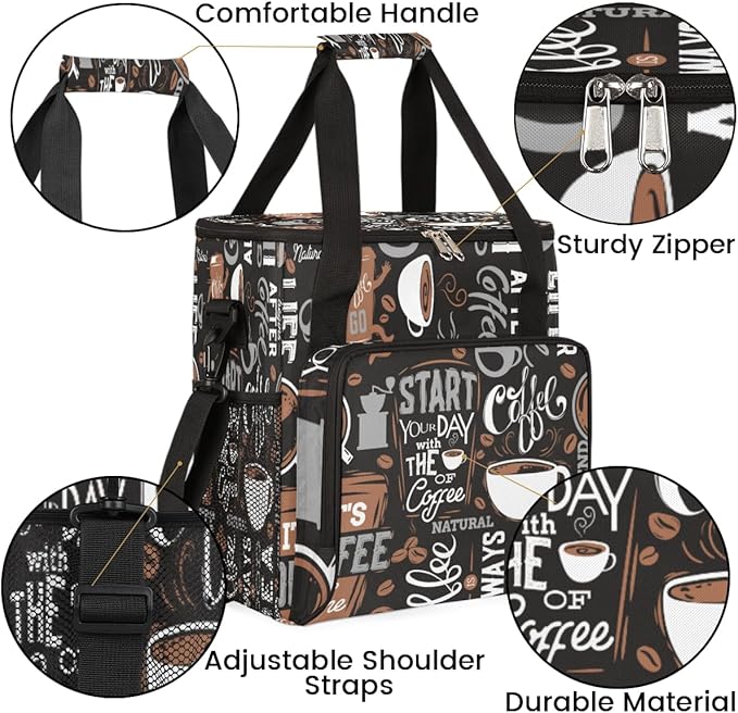 cfpolar Coffee Maker Storage Bag Waterproof Travel Carrying Storage Tote Bag Organizer Case Compatible with K-Mini or K-Mini Plus And Suitable for Other Accessories With Pockets for K-Cup Pods