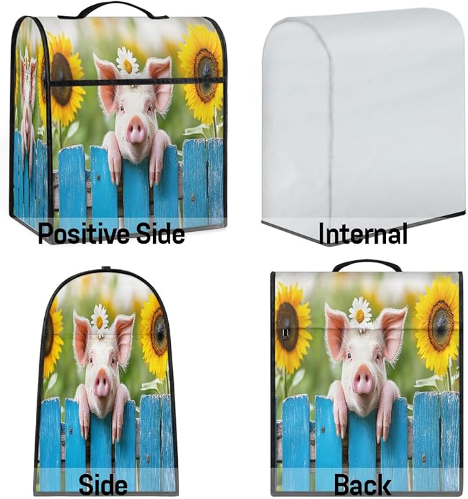 cfpolar Kitchen Aid Mixer Cover Compatible with 6-8 Quarts Cute Pig Sunflower Stand Mixer Cover Kitchen Aid Mixers Accessories Appliance Organizer Bag Dust Covers with Zipper Pocket