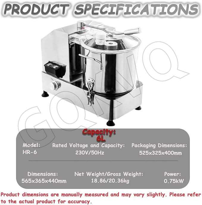 1800w Stainless Steel Electric Vegetable Blender Cutter6/9L Adjustable Speed for Fruits Grains Peanut Ginger Garlic A-HR-6L