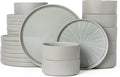 Dinnerware Sets Ceramic Plates and Bowls Set 24 Piece Dinnerware for 8 Chip Resistant Stoneware Dishwasher and Microwave Safe-green