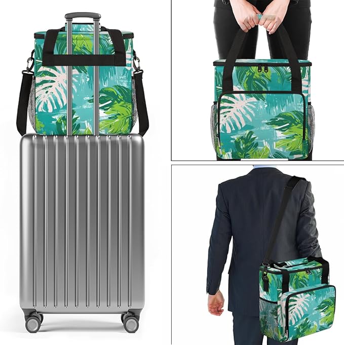 Plant - Leaves Coffee Maker Carrying Bag Portable Travel Storage Tote Bag Compatible with K-Mini or K-Mini Plus Single Serve Coffee Brewer Carrying Case with Multiple Pockets &amp Shoulder Strap