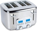 All-Clad Electric Stainless Steel Toaster 4-Slice LED Display Removable Crumb Tray Internal Cord Storage 6 Browning Levels Wide and Self-Centering Slots Waffles Bagels Bread Silver