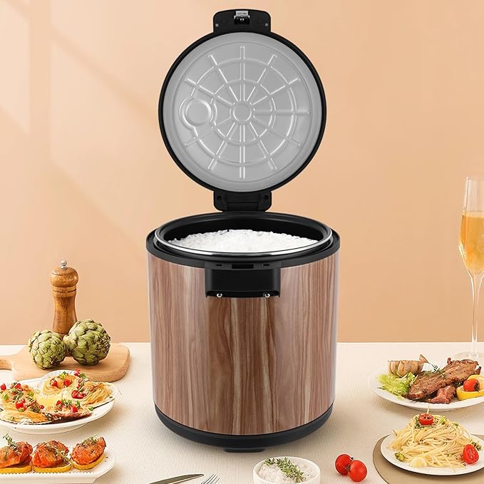 6 Gal Heavy Duty Rice Warmer 110V Electric Rice Warmer (Not Rice Cooker) with Rice Spoon Stainless Steel Food Warmer for Restaurant Party Family (Wood Type A)