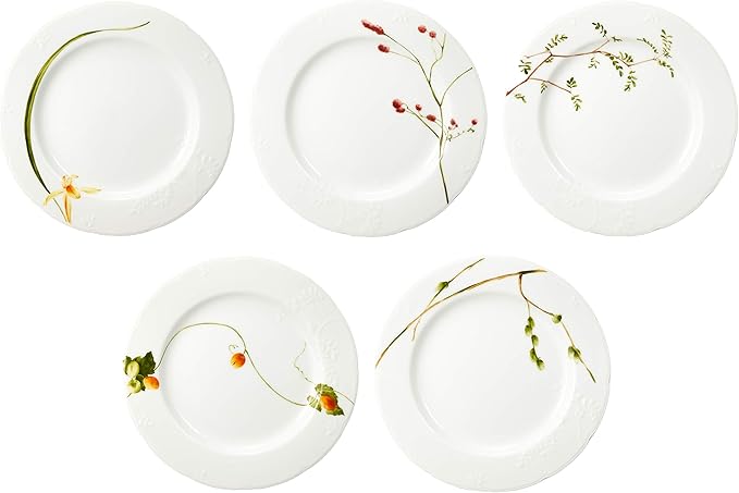 Narumi 40912-34275 Satohana Calendar Dinnerware Set Green Floral Pattern Set of 5 Patterns Cute For 5 People 15 Pieces Microwave Warming Made in Japan Gift Box