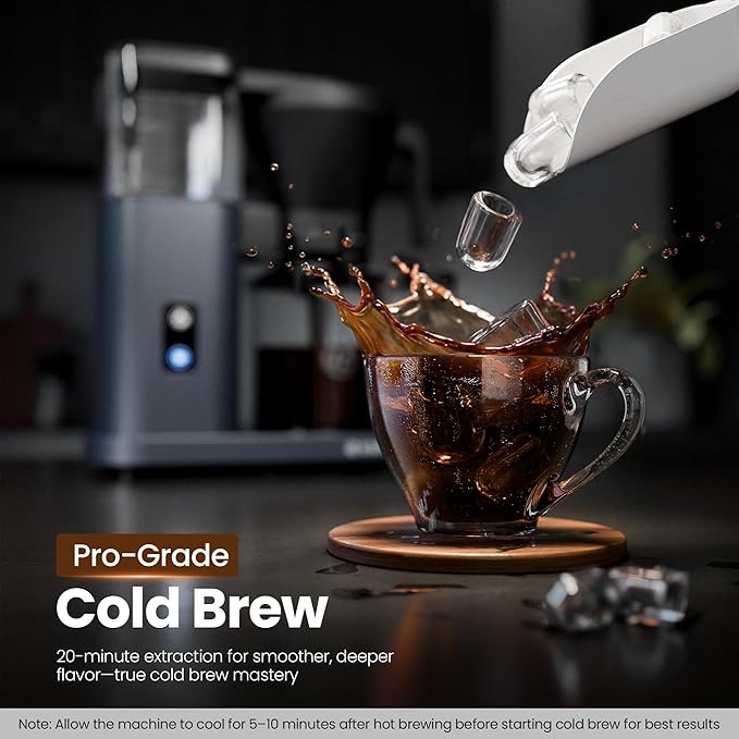Kismile 8 Cup Drip Coffee Maker Machine Pour Over Coffee Brew with 3s Instant Heat 197-205℉ Removable Water Tank Adjustable Flow Control Deep Cold Brew &amp Keep Warm 40 Min Easy to Clean(Blue)