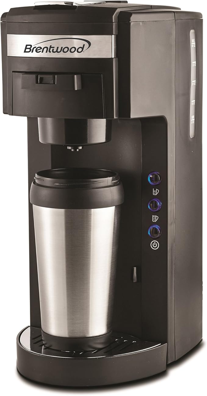Brentwood TS-114 Coffee Maker with Travel MugK-Cup Single ServeBlack