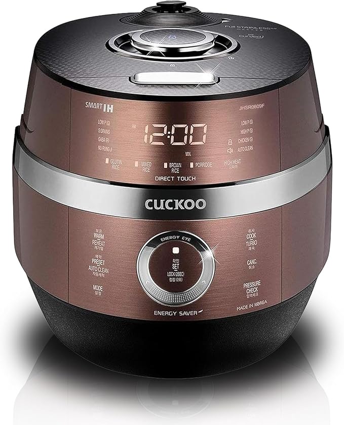 Cuckoo CRP-JHSR0609F Multifunctional and Programmable Electric Induction Heating Pressure Rice Cooker 3-Language Voice Navigation Intelligent Cooking Algorithm - 6 Cups Made in Korea Brown
