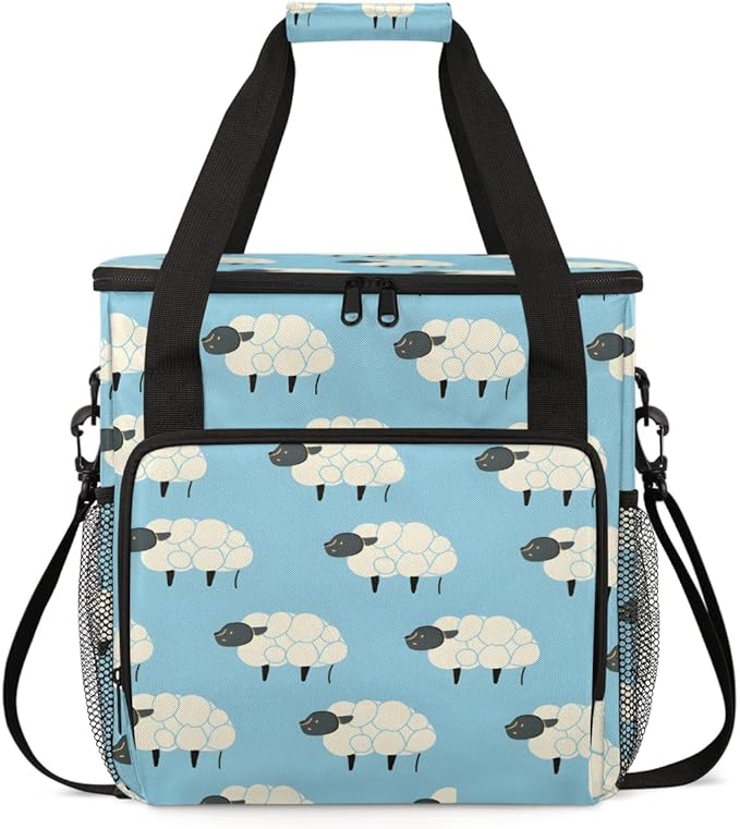 Black Sheep Coffee Maker Carrying Bag Cartoon Sheep Travel Storage Bag Compatible with K-Mini or K-Mini Plus Single Serve Coffee Brewer Carrying Case with Multiple Pockets &amp Shoulder Strap