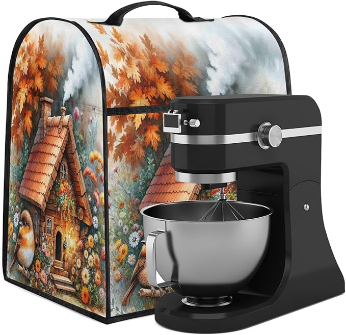 cfpolar Kitchen Aid Mixer Cover Compatible with 6-8 Quarts Autumn Bird Castle Stand Mixer Cover Kitchen Aid Mixers Accessories Appliance Organizer Bag Dust Covers with Zipper Pocket