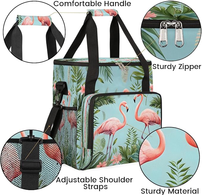 Flamingo Palm Leaf Coffee Maker Carrying Bag for Keurig K-Mini or K-Mini Plus Storage Portable Coffee Maker Travel Bag